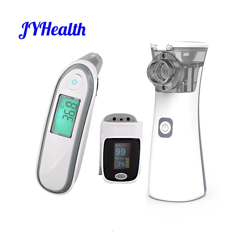 

Fingertip Pulse Spo2 PR Oximeter Body Medical Ear forhead Infrared Thermometer Handheld Asthma Inhaler Nebulizer Travel Package