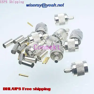 

DHL/EMS 200pcs Connector RPTNC male plug crimp RG58 RG142 LMR195 RG400 cable Straight-A3