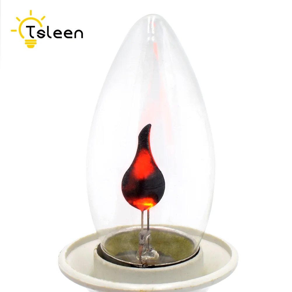 candle TSLEEN, 8 шт., E27, E14, светодиодная лампочка эдисона, свечной наконечник, винтажный мерцающий светильник с эффектом пламени, оранжевый, красный, 220, 230, 240 В - Испускаемый цвет: candle