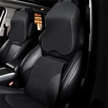 Подушка в машину Подушки в автомобиль 3D пены памяти теплая Автомобильная подушка для шеи из искусственной кожи подушка для путешествий сиденья автомобиля Универсальная поясничная поддержка спины авто аксессуары