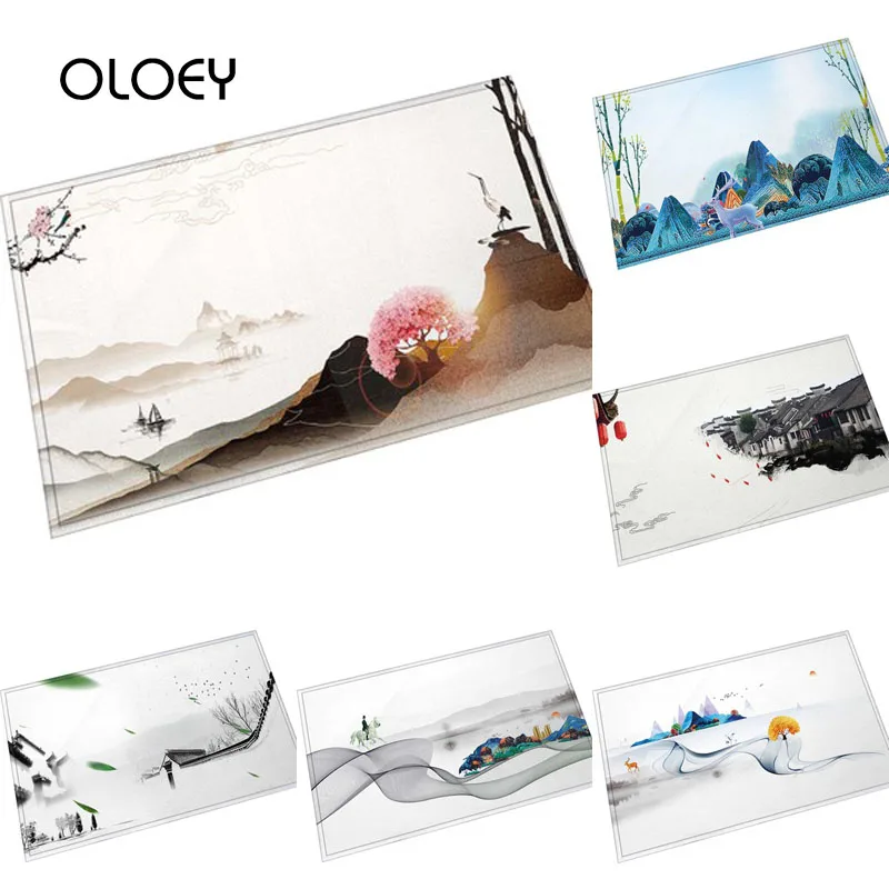 Landscape Painting Printed Floor Mat Door 40x60cm Velvet Bathroom Non-slip Rug Kitchen Living Room Decorative | Дом и сад