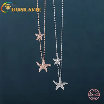 

BONLAVIE Singapore Hot Selling Necklace Double Starfish Clavicle Chain Sterling Silver Stars Normcore Style Fashion necklace