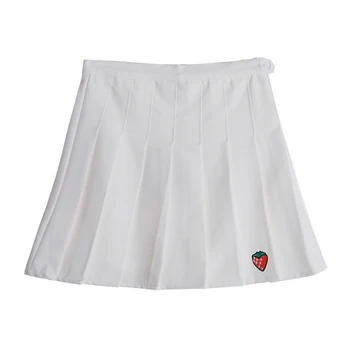 

XS-2XL Summer Skirts for Women Harajuku Skirt Cotton Sweet Candy Color Skirts Loose Pleated Skirts Embroidered Strawberry Skirts