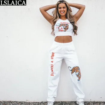 

Women Two Piece Outfits Tiger Print Casual Set Tank Tops& Trousers Streetwear Two-Piece Set Ropa Deportiva Mujer