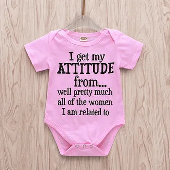 

Onesie Baby I Get My Attitude From Letters Newborn Onesie Short Sleeve Baby Girl Bodysuits Summer Pink Outfit Tiny Cottons