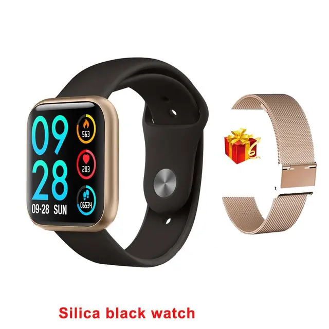 P80 Смарт-часы для женщин IP68 Водонепроницаемый Полный сенсорный экран smartwatch монитор сердечного ритма фитнес-браслет мужские smartwatch vs B57 - Color: silica black gold