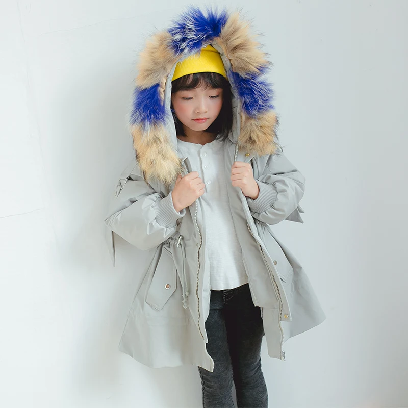 Детские зимние пальто для девочек с капюшоном, с эластичной лентой на талии плотная-30 градусов теплая куртка-пуховик белого цвета для куртки из овечьей шерсти для мальчиков верхняя одежда для детей, детская парка