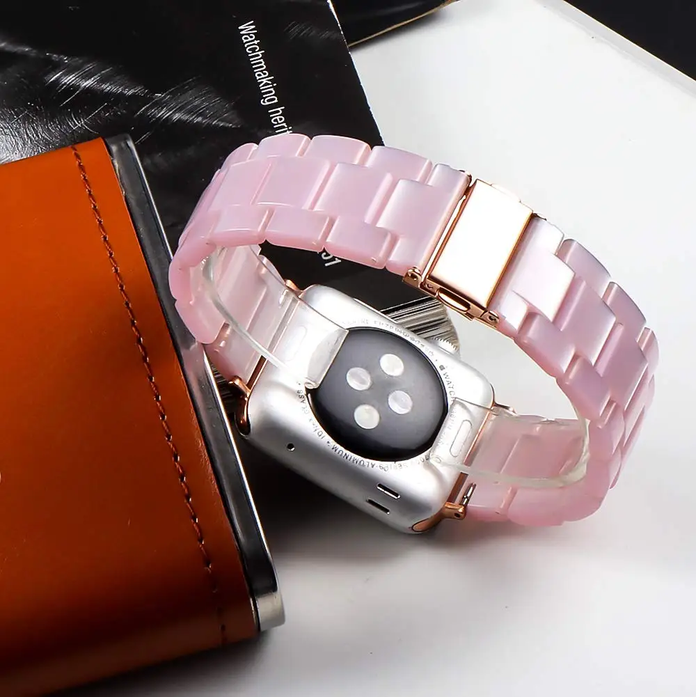 Ремешок из смолы для Apple watch band 44 мм 40 мм iwatch 5 4 3 2 band 42 мм 38 мм Пряжка из нержавеющей стали антикерамический браслет для часов