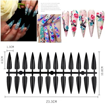

240 PCS Long Sharp False Nail Art Tips Acrylic Salon - White Clear Natural Nail Display Board Practice Board Nail Patch