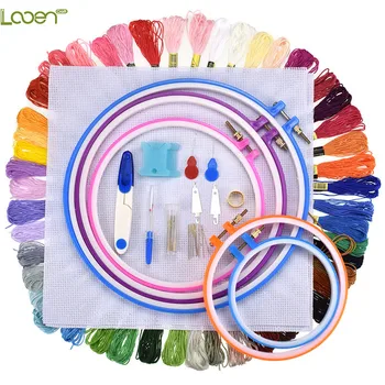 

Embroidery Floss Cross Stitch Threads Hoop Kit Mix Size Embroidery Hoops DIY Sewing Accessories Kit For Women