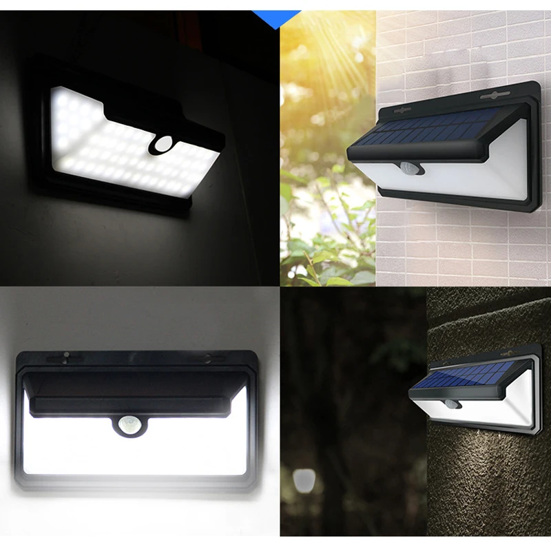 LED wall light oudour lightingsolar light 3-side light lantern super large battery 4400mA PIR motion sener lamp outdoor garden