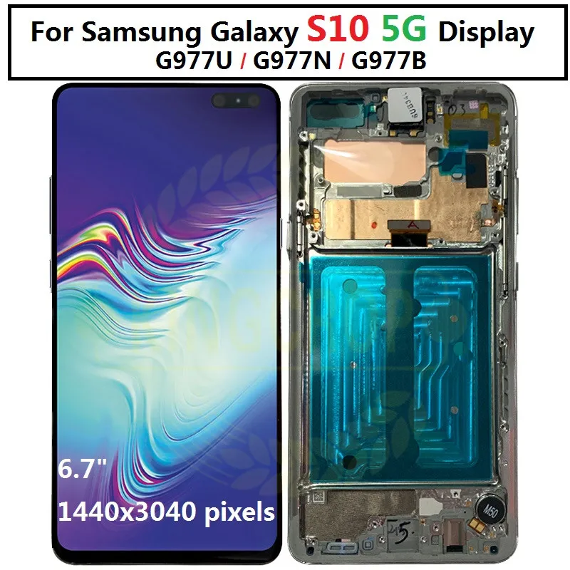 

NEW ORIGINAL Dynamic AMOLED S10 5G LCD For SAMSUNG Galaxy S10 G977B G977U G977N Touch Screen Digitizer Assembly s10 5G verison