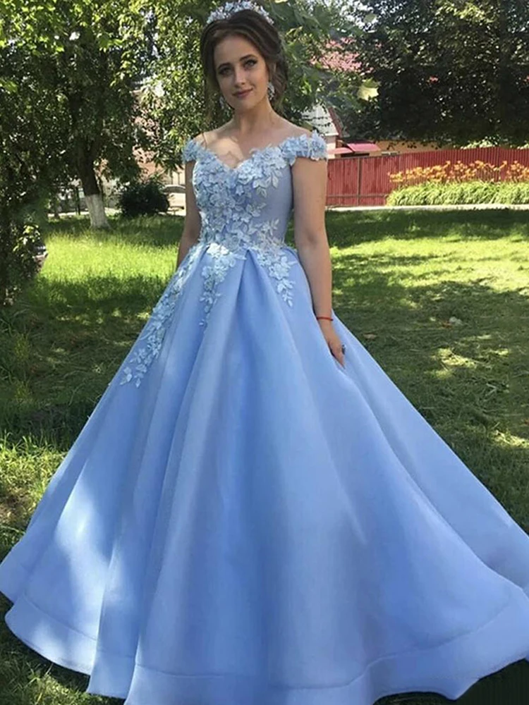 Синий Лори принцесса свадебные платья атласное небесно-голубое Vestido de novia с открытыми плечами Свадебные платья невесты бальные платья на заказ - Цвет: Синий