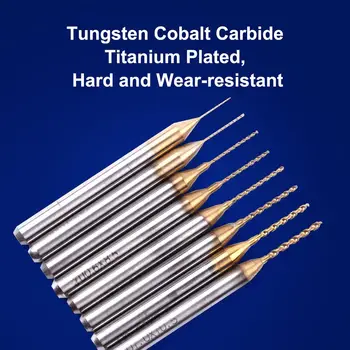 

8PCS/Set High Hardness Tungsten carbide-cobalt alloy Titanium Coated DIA 0.3mm-1.0mm Core Drill Bit Kit CNC micro Drill Bit set