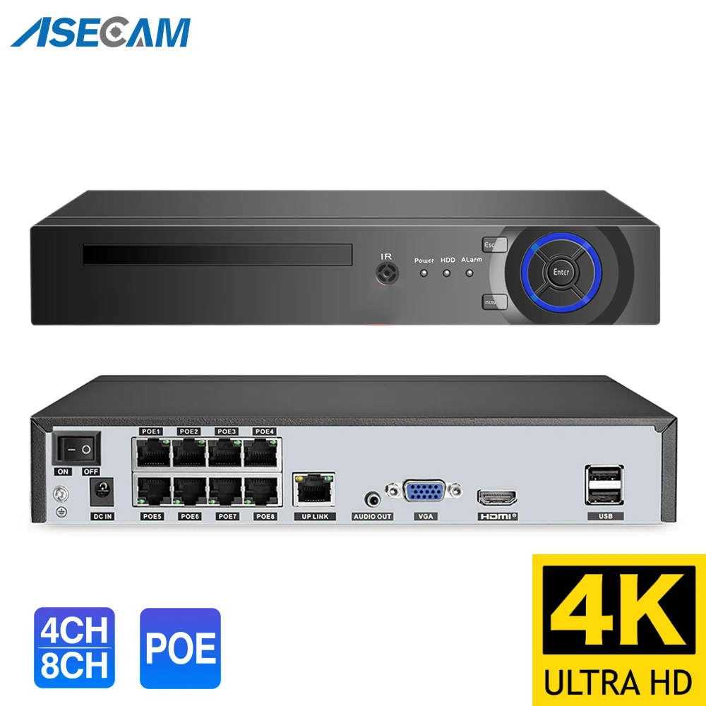 Artículo caliente Grabadora de vídeo Super 4K 8MP NVR, Onvif, H.265, cámara IP POE de 48V, sistema de CCTV, red P2P, cámara de vigilancia de seguridad P2P wxQKMEqYMBo