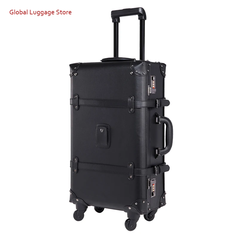Ретро чемодан на колёсиках набор Спиннер для женщин пароль тележка 24 дюймов чемодан колеса 20 дюймов Винтаж кабина дорожная сумка багажник - Цвет: 24in 4 wheels