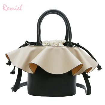 

Personality Tote Bucket Bag 2020 Fashion New Quality PU Leather Women's Designer Handbag Contrast color Shoulder Messenger bags