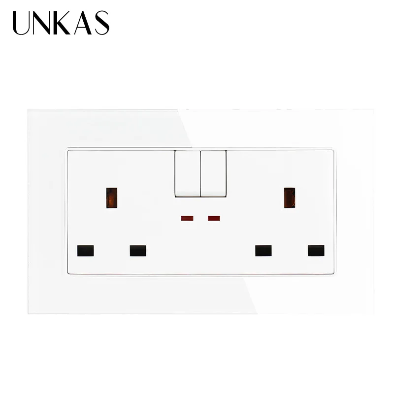 

UNKAS LED indicator UK Standard Wall Power Socket 146mm*86mm control British socket 2A Wall Charger Adapter Plug Socket Power