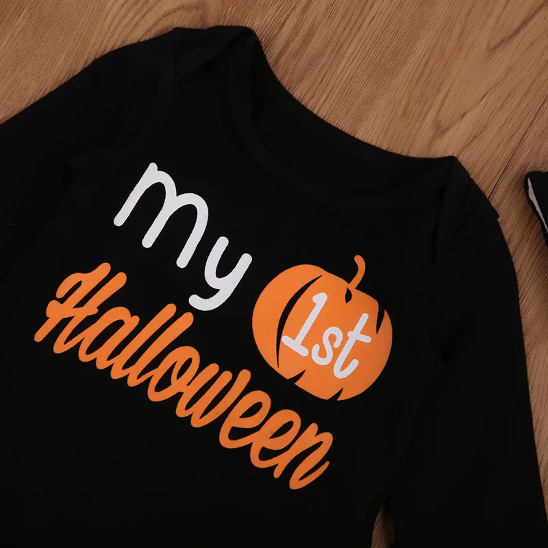 Pudcoco/брендовая одежда для маленьких мальчиков с надписью «My First Hallowen» Одежда для младенцев комбинезон с изображением тыквы для девочек, комбинезон, штаны осенняя одежда для малышей