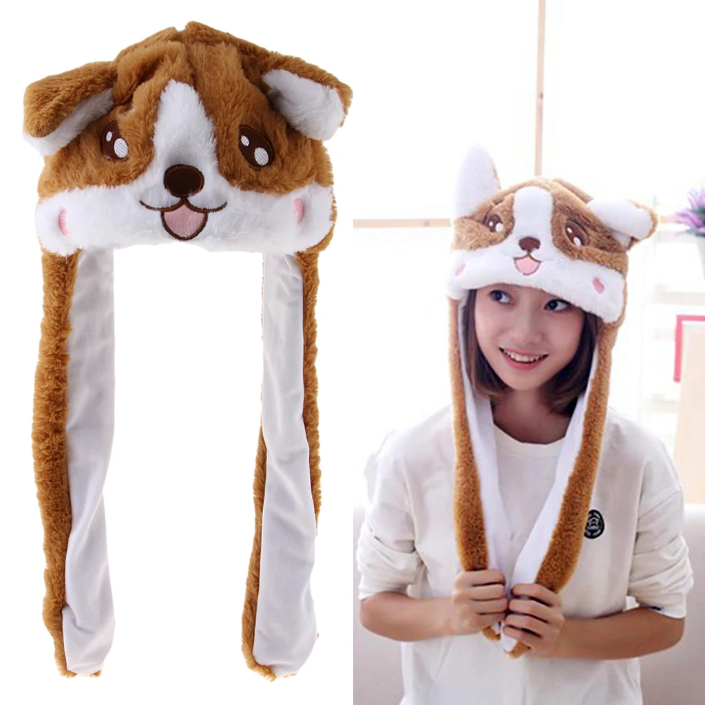 Lovely Plush Pinching Dog Ear Hat Can Move Birthday Holiday Cap