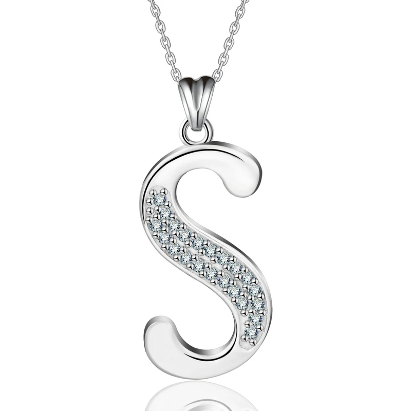 Collana Iniziale In Argento Sterling 925 Silver Mountain - Lettera F, Ciondolo Con Zirconi, Regalo Personalizzato