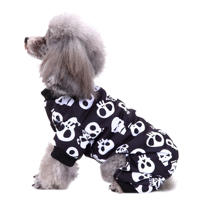 Зимнее пальто для собак на Хэллоуин с принтом черепа, теплая одежда для собак, хлопковая одежда для кошек, щенков, жакеты для собак, куртки