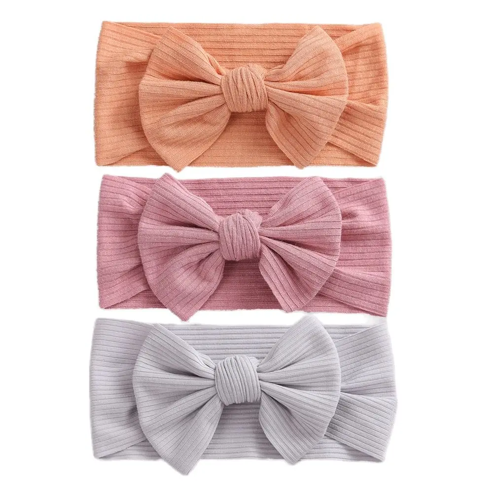 3Pcs/Lot Baby Headband Sets Bow Baby Girl Nylon Headbands Twist Cable Soft Knot Turban Kids Headwear Baby Accessories Haarband