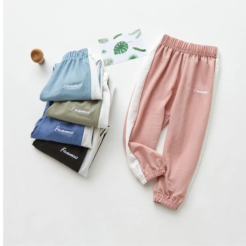 Летние Детские противомоскитные штаны в Корейском стиле модные тонкие штаны-фонарики Хлопковые Штаны-шаровары маленькие и средние