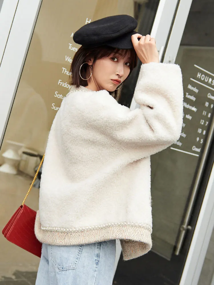 

Real Fur Coat Female Sheep Shearling Fur Korean Jackes 2020 Autumn Winter Jacket Women Tweed Wool Coats Abrigo Mujer My