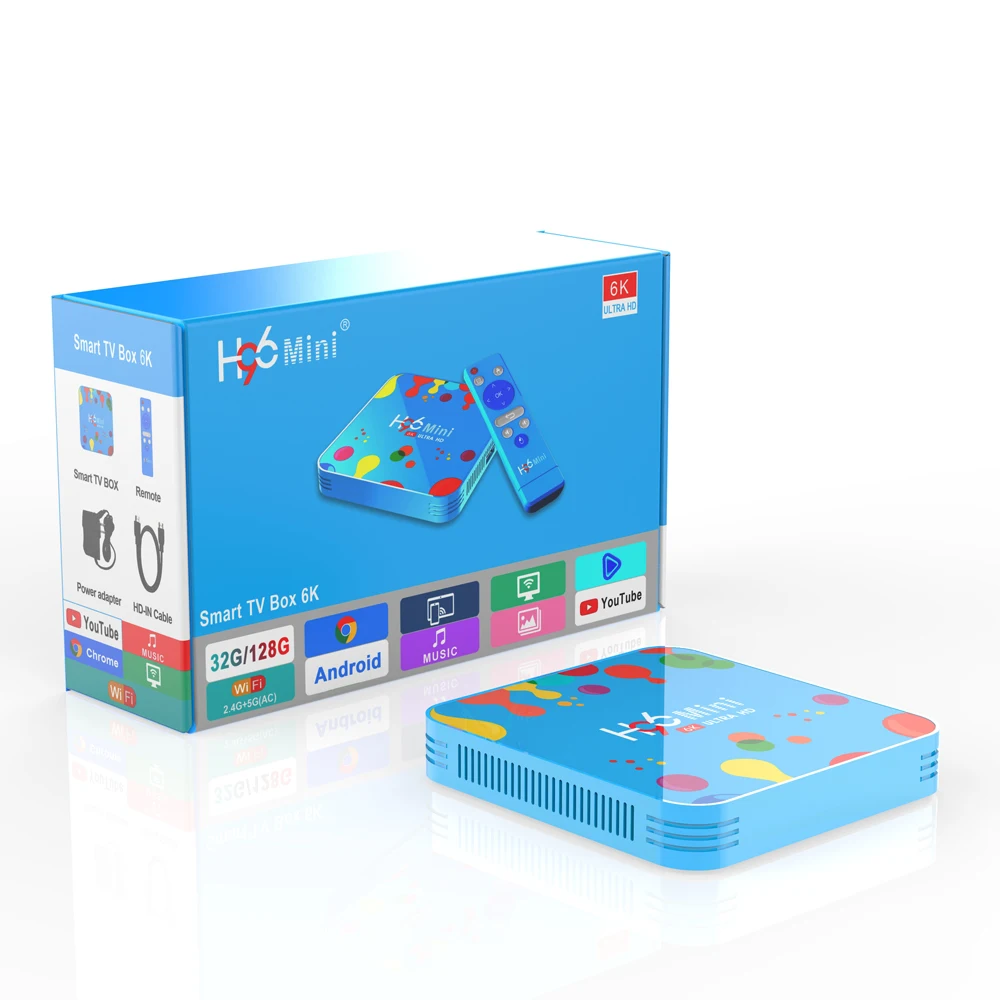 20 шт./лот H96 mini tv box Top Box Media Player Wifi Bt allwinner h6 Smart Android 9 0 128 Гб 4K 32 Гб|ТВ-приставки и