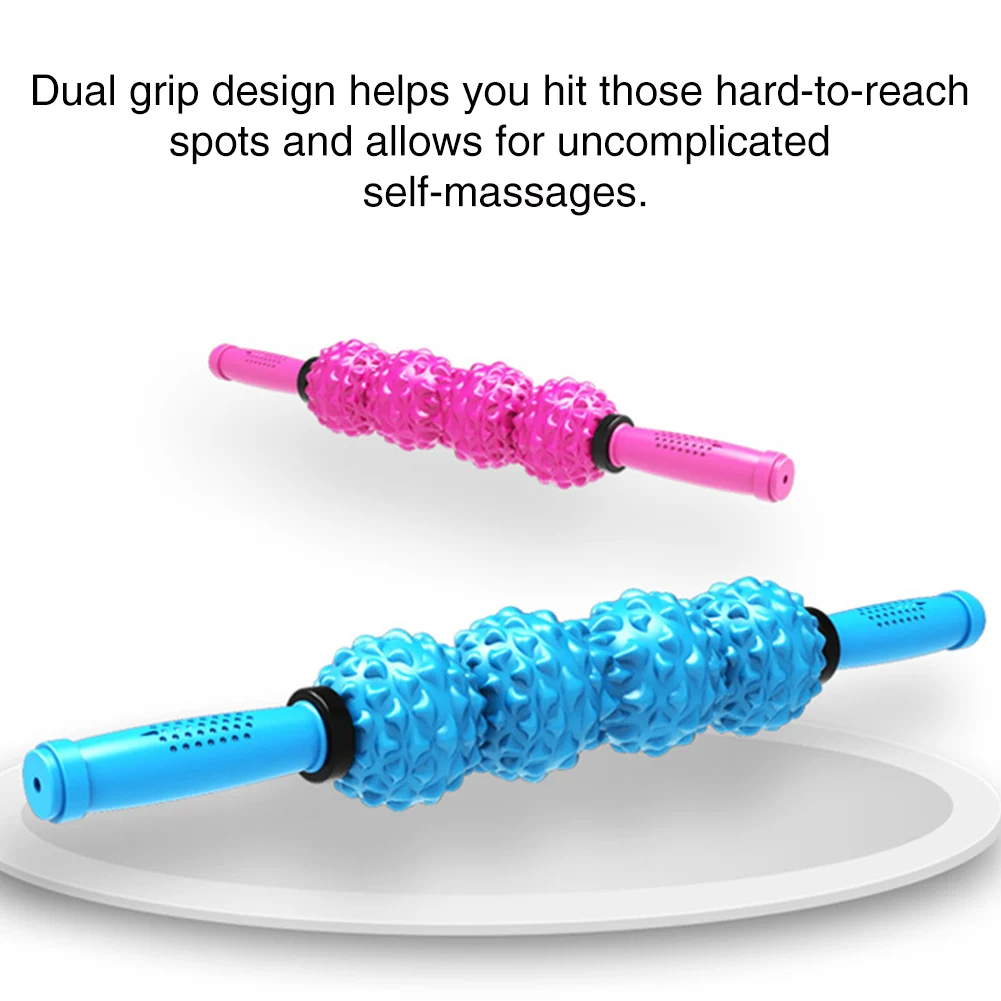 Exercise Yoga Roller Therapy Back Sports Healthy Body Fitness Equipment Legs Recovery Massage Stick With Balls Relaxing Muscle