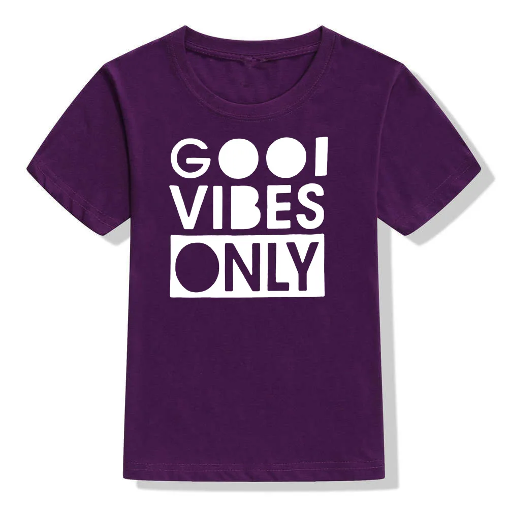 Gool Vibes Only/повседневная детская футболка футболки с забавными буквами для маленьких девочек и мальчиков, модные детские футболки с короткими рукавами