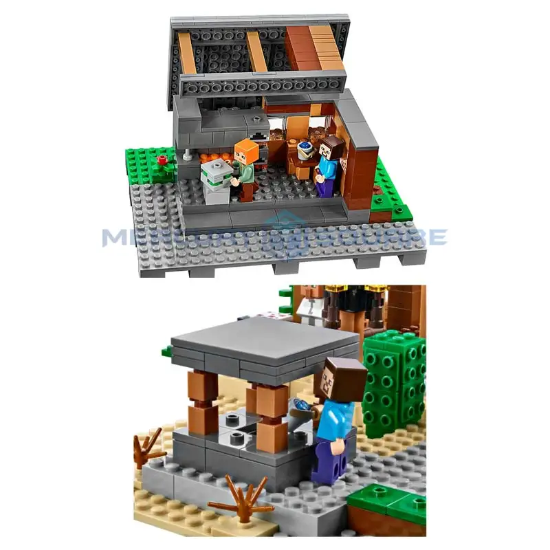 Big Village Building Blocks With Steve & Alex Action Figures Compatible My World Bricks Set Gifts Toys 21128 Big Village Building Blocks With Steve & Alex Action Figures Compatible My World Bricks Set Gifts Toys 21128