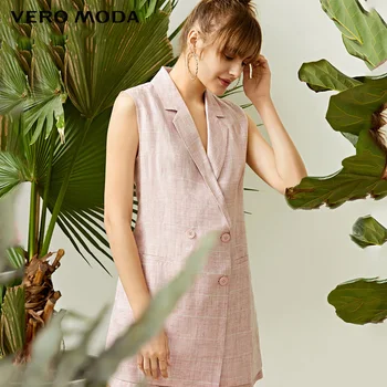

Vero Moda Women's Mid-length Double-breasted Suit Collar Linen Sleeveless Waistcoat |319234501