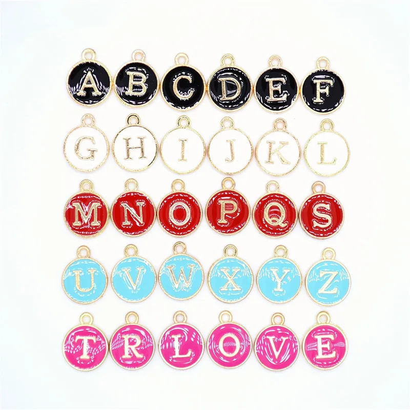 26-Pcs-Set-15-13mm-Metal-Alloy-Enamel-Alphabet-Charms-5-Colors-English-Letters-Pendants