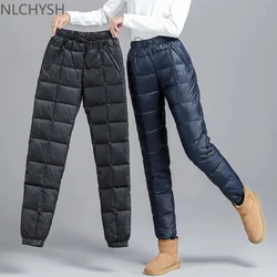 Pantalon de survêtement en coton pour les pieds, à la mode, épais, chaud et doux, élégant, Slim, taille élastique, surdimensionné, jogging, hiver 