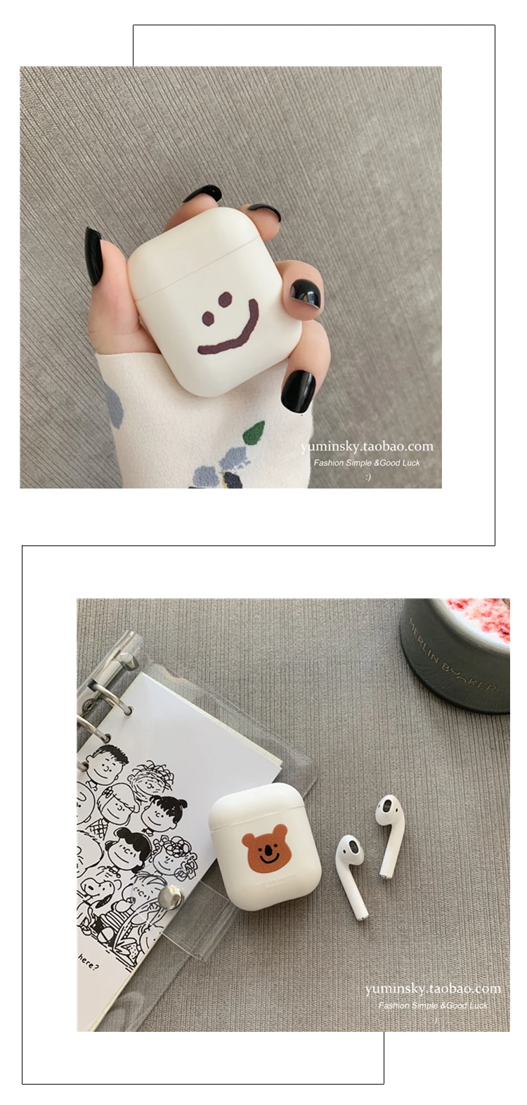 Смайлик медведь для airpods защитный чехол силикагель