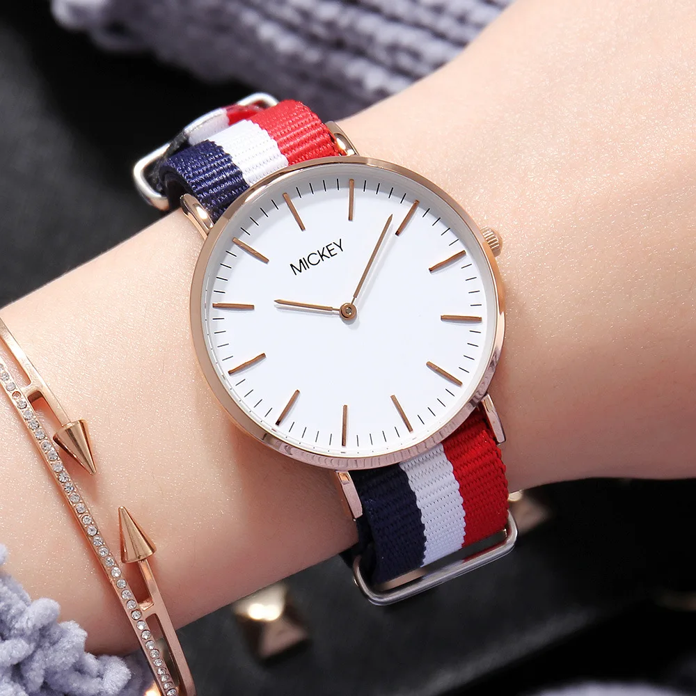 

European Style Simple Style Stripes Webbing MEN'S Watch Quartz Watch 258