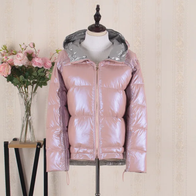 pink 1 Пальто с натуральным лисьим меховым воротником зимняя куртка женская Свободная короткая пуховая куртка белая пуховая куртка Толстая теплая пуховая парка - Цвет: pink 1