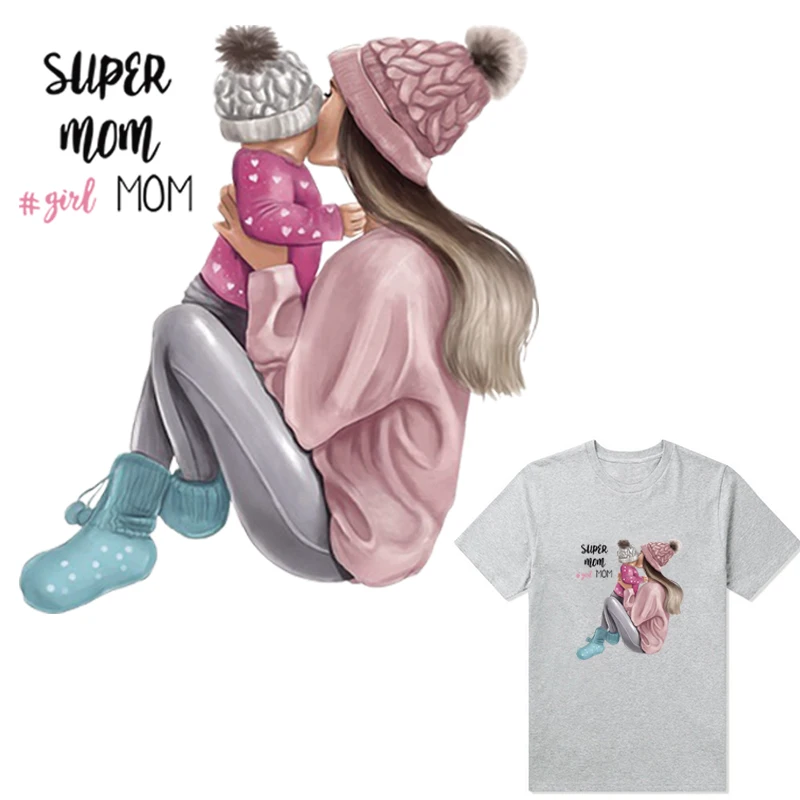 Термонаклейки с надписью Super Mom Girl термонаклейки сделай сам модная одежда