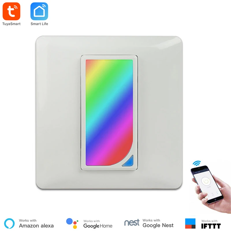 Smart Life Wall Switch with 2W RGBW Scene Light US Standard WiFi Light Switch Wireless Control Google and Alexa Compatible IFTTT - Комплект: EU Standard