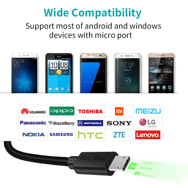 CHOETECH Micro USB Cord Fast Charging Cord For Xiaomi Redmi Note 5 Redmi 7 Samsung S7 S6 J7 A5 A7 huawei P9 P10 Mate 10 Lite CHOETECH Micro USB Cord Fast Charging Cord For Xiaomi Redmi Note 5 Redmi 7 Samsung S7 S6 J7 A5 A7 huawei P9 P10 Mate 10 Lite
