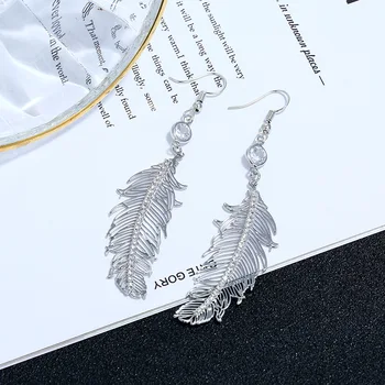 

Silver925 Feather Earrings for Women Rhinestone Silver925 Classic high Quality Banquet Women Earring Jewelry