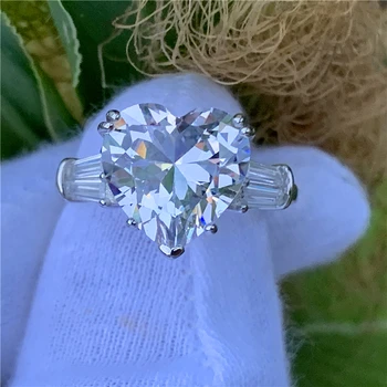 

Lovers Promise Ring Heart cut 12mm AAAAA Sona cz 925 Sterling Silver Engagement Wedding Band Rings for women Jewelry