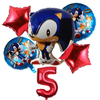 

6pcs/lot Sega Sonic the Hedgehog Balloons Super Hero Sonic Number Foil Ballon Birthday Party Decoration Balloon For Game Fans