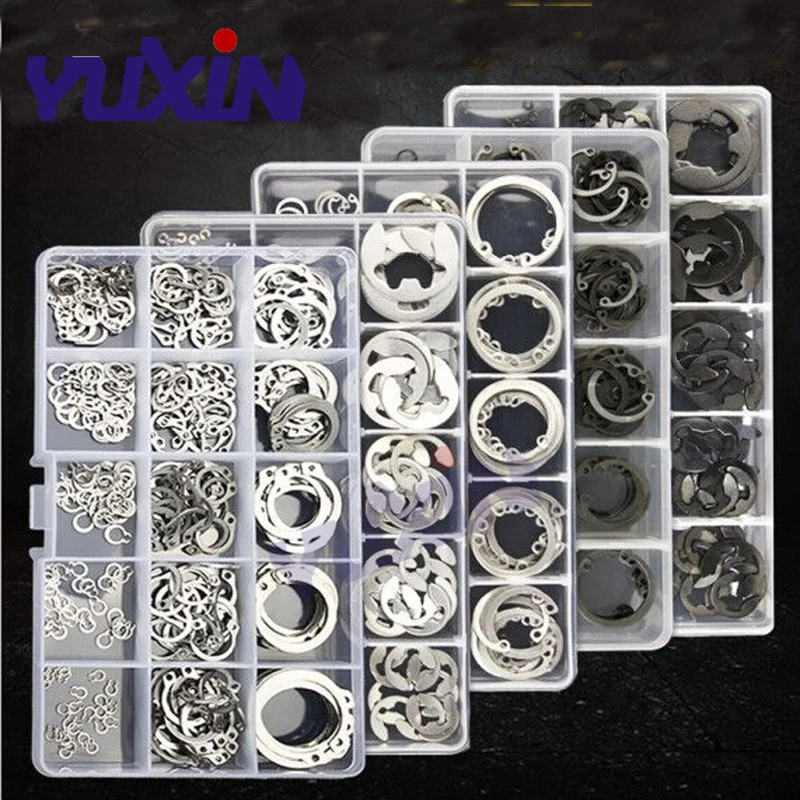 

175Pcs/150Pcs Set Black&304 Stainless Steel Clamp Ring GB893 Circlips For A Hole Retaining Ring Bearing Hole Snap Ring Box Kit