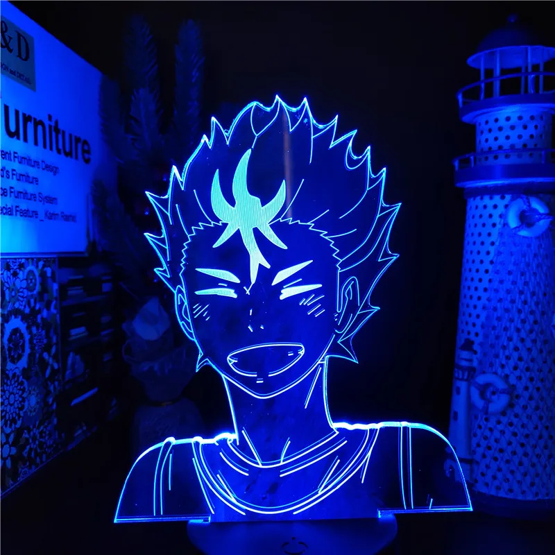 Кошмарным аниме 3D лампа KAWAII NISHINOYA для детей Украшения в спальню ночной Светильник
