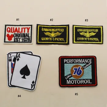 

50pcs/lot Vintage Embroidery Patches Letters Clothing Decoration Accessories Creative Playing Cards Iron Heat Transfer Applique