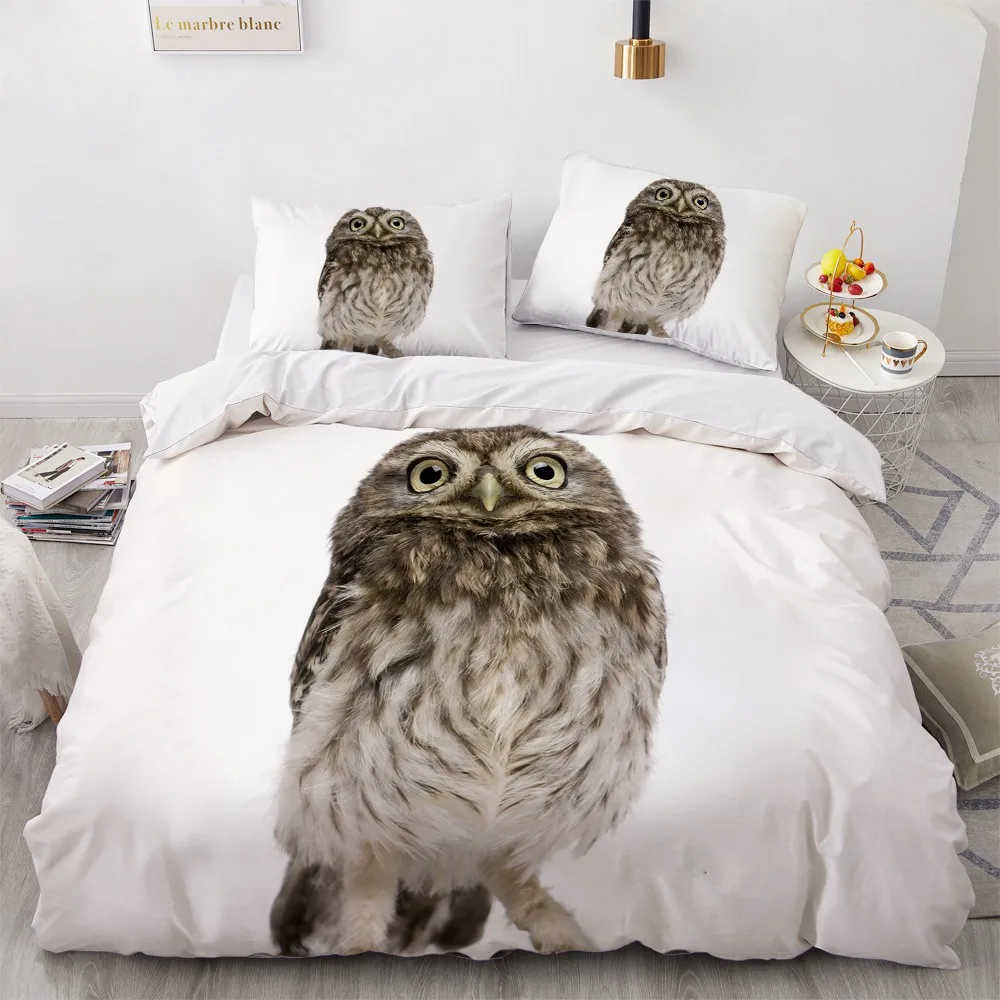 3D Bedding Sets Animal Owl Duvet Quilt Cover Set Comforter Bed Linen Pillowcase King Queen Full