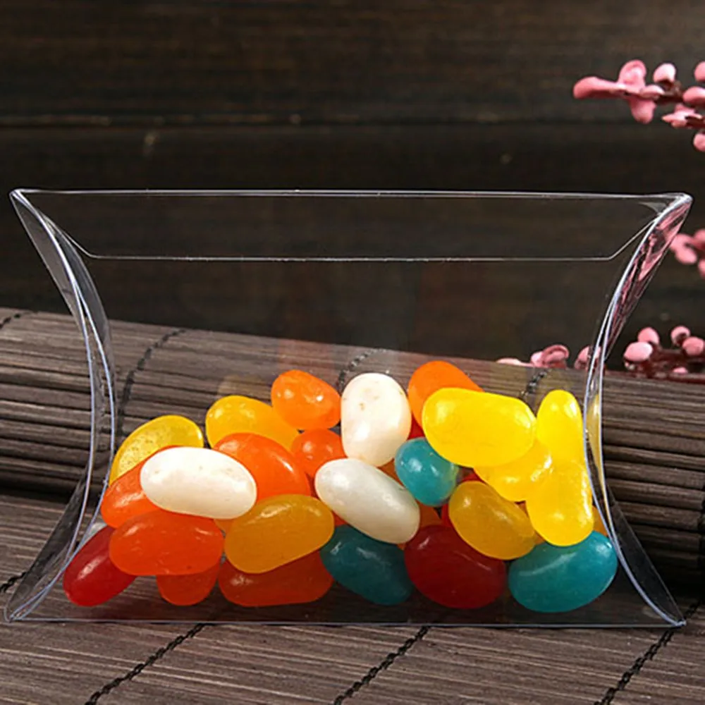 

40Pcs/Lot PVC Clear Pillow-Shaped Packaging Boxes Gift Craft Wedding Party Favor Plastic Packing Box for Event Party Supplies